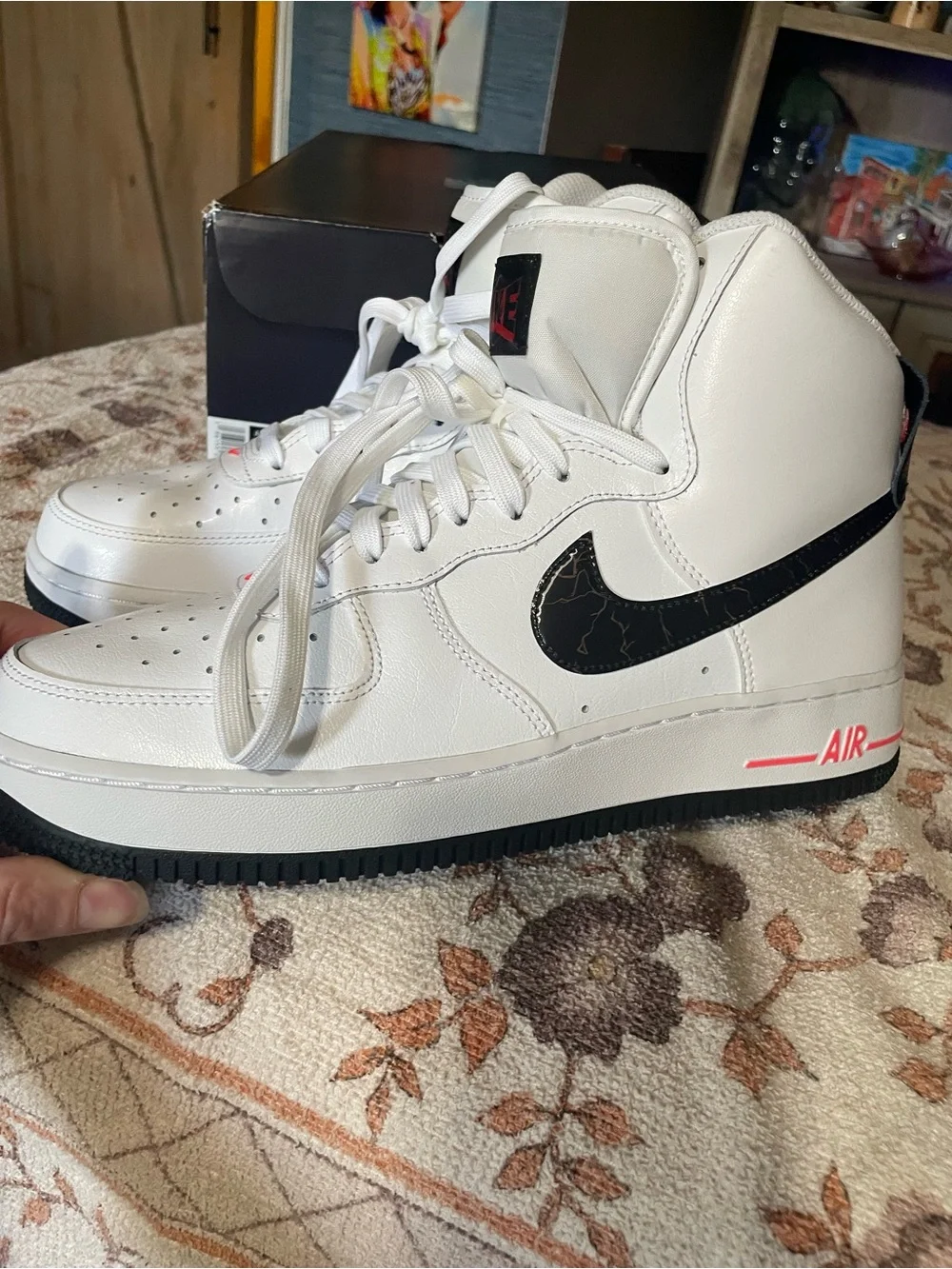 Nike Air Force 1 High ‘07 Electric White Black Crimson M 9.5 / W 11 NIB